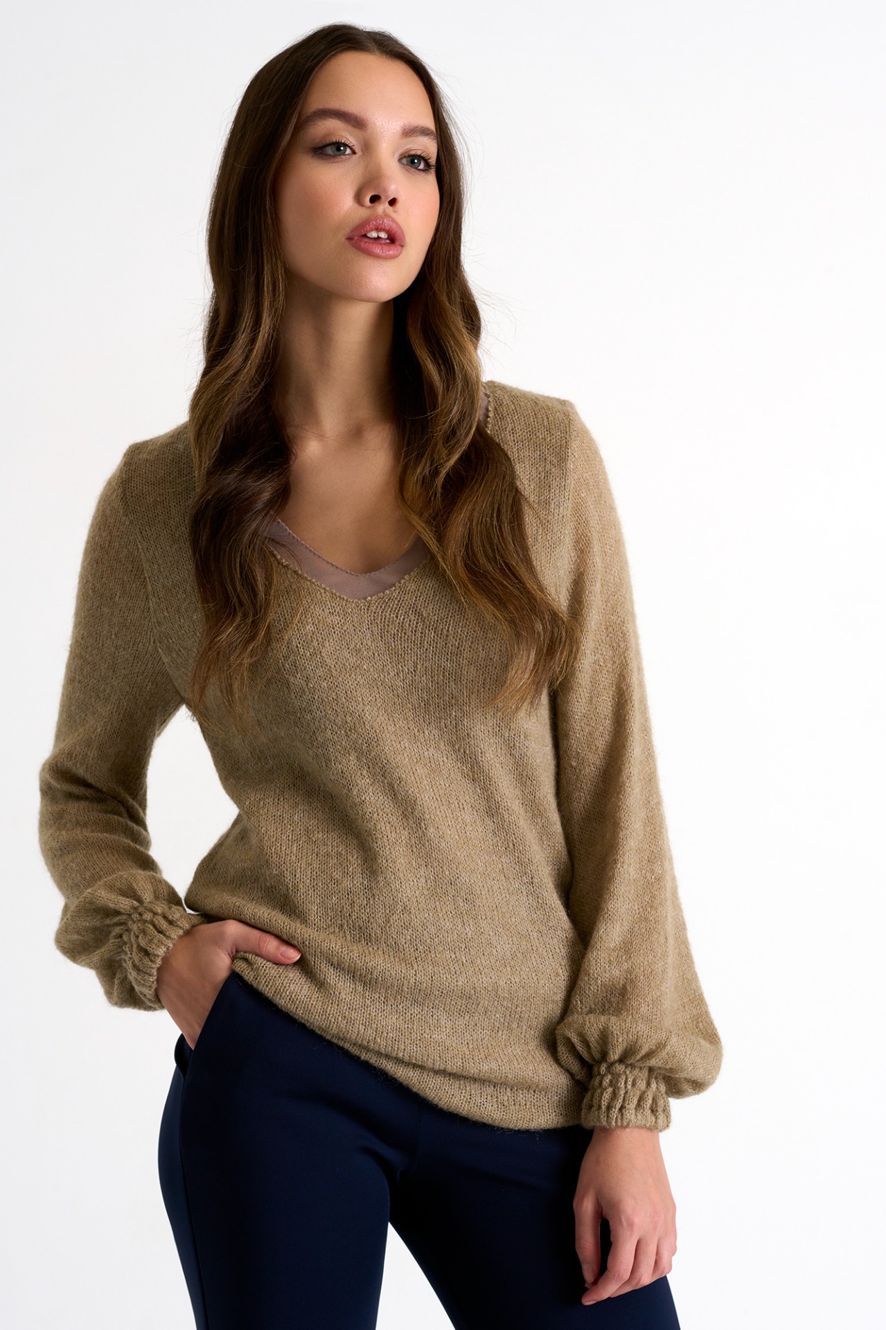 Lucky Brand Women's Light Brown V-Neck Oversized Pullover Sweater Size M  Tan Size M - $28 - From Jessica