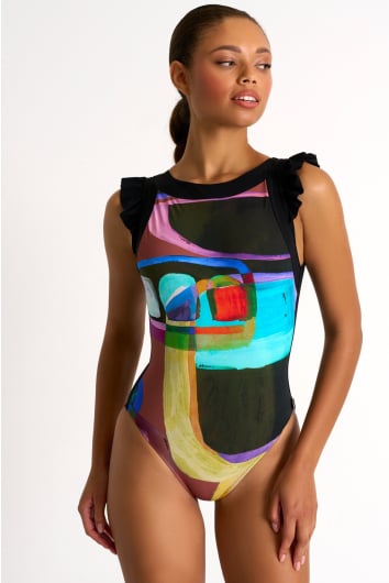 High-neck one-piece