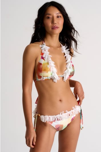 Triangle bikini top with fringes