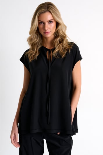 Silk blouse with boat neckline