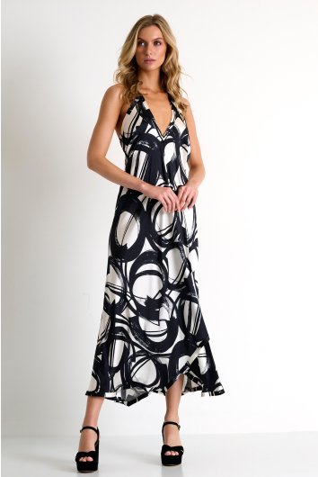 Halter style silk maxi dress