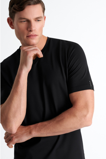 Textured V-neck jersey