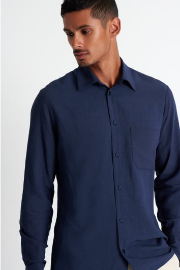 Button down linen blend shirt