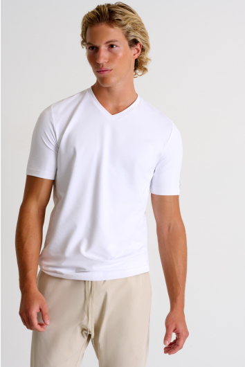 Textured V-neck jersey